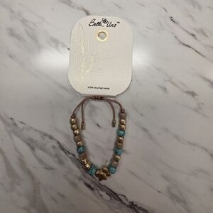 Gold and Turquoise Beaded Bracelet